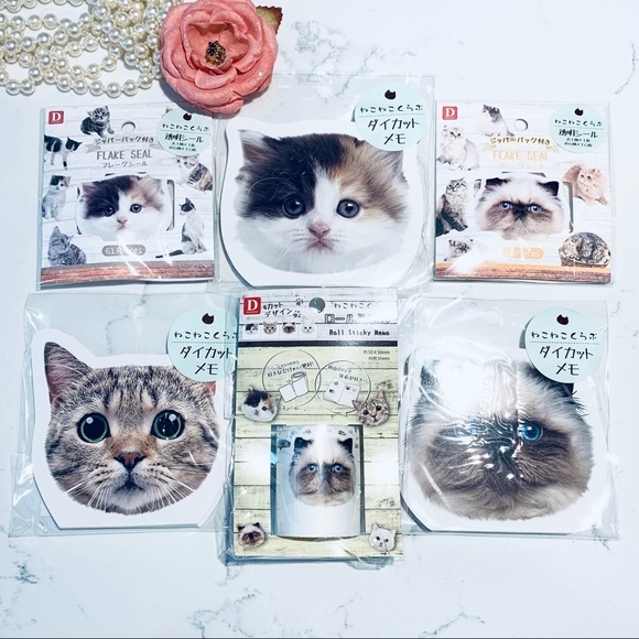 Daiso Japan 6 Packs of Cute Cat Sticker flake seal - Picture 1 of 7
